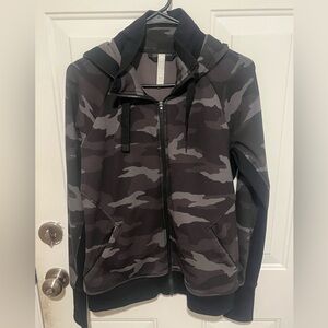 Athleta Camo Zip-Up Hoodie - Black and Gray